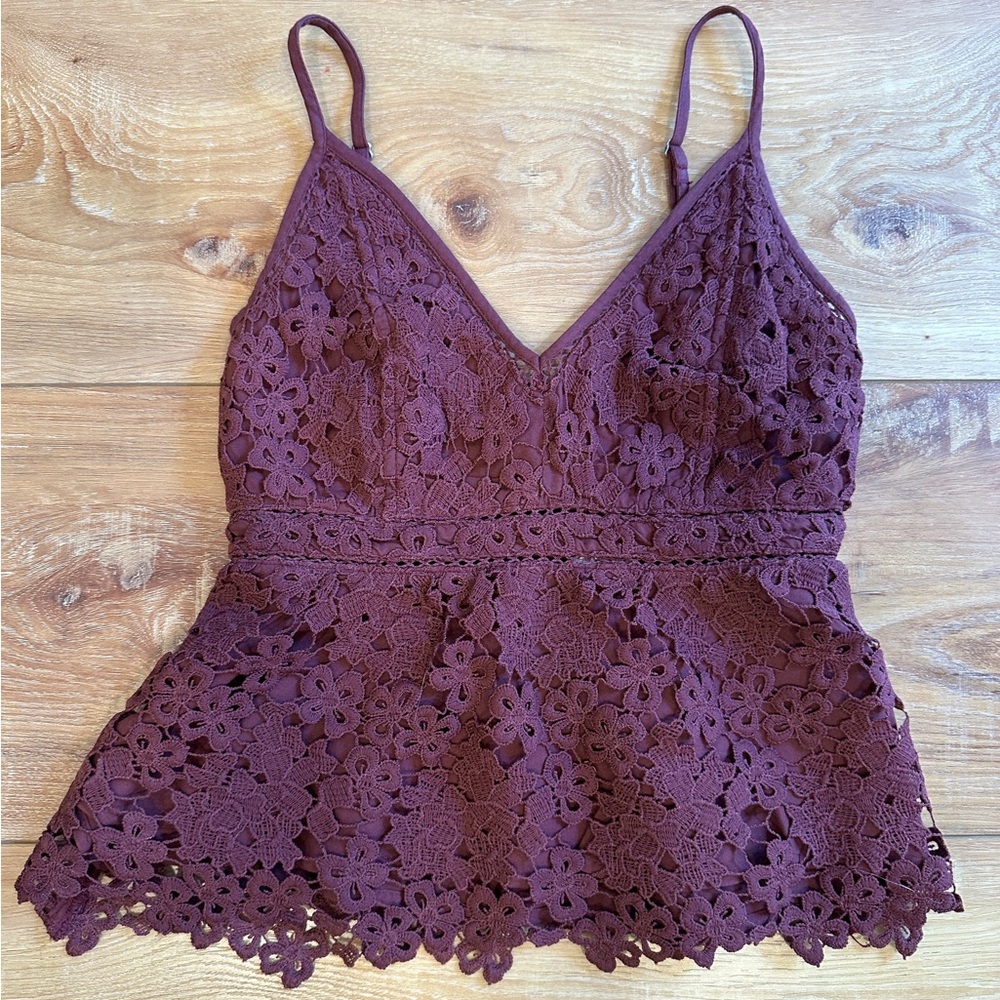Abercrombie & Fitch Lace Camisole in Deep Burgundy